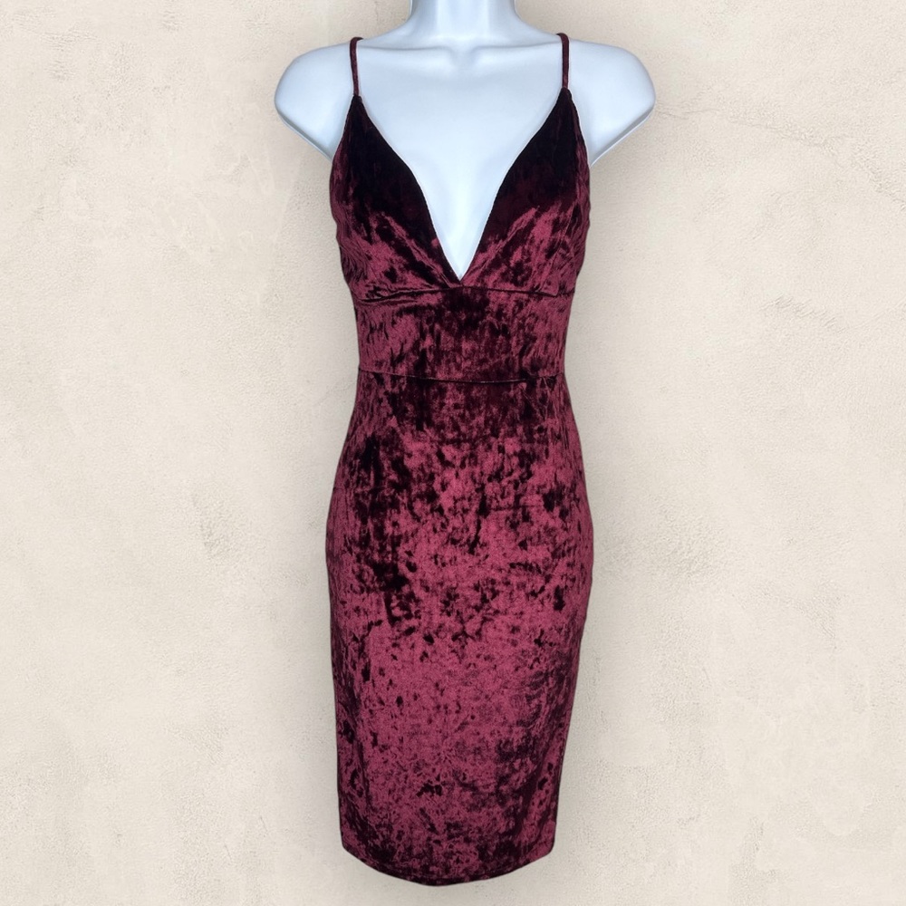 Fashion Nova, Late to the party Dress, stretchy Burgundy velvet holiday dress